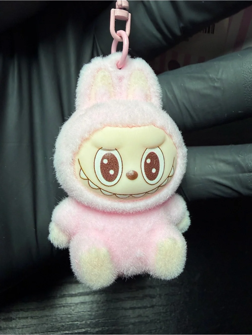 Cute Pink Fuzzy Labubu Monsters Keychain/Bag Charm